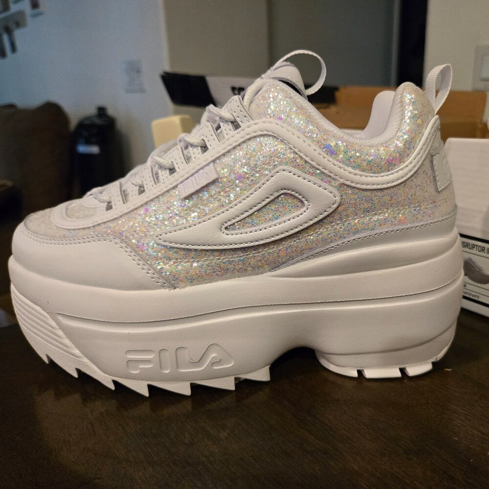 Size 8.5 FILA disruptor II wedge Special Glitter